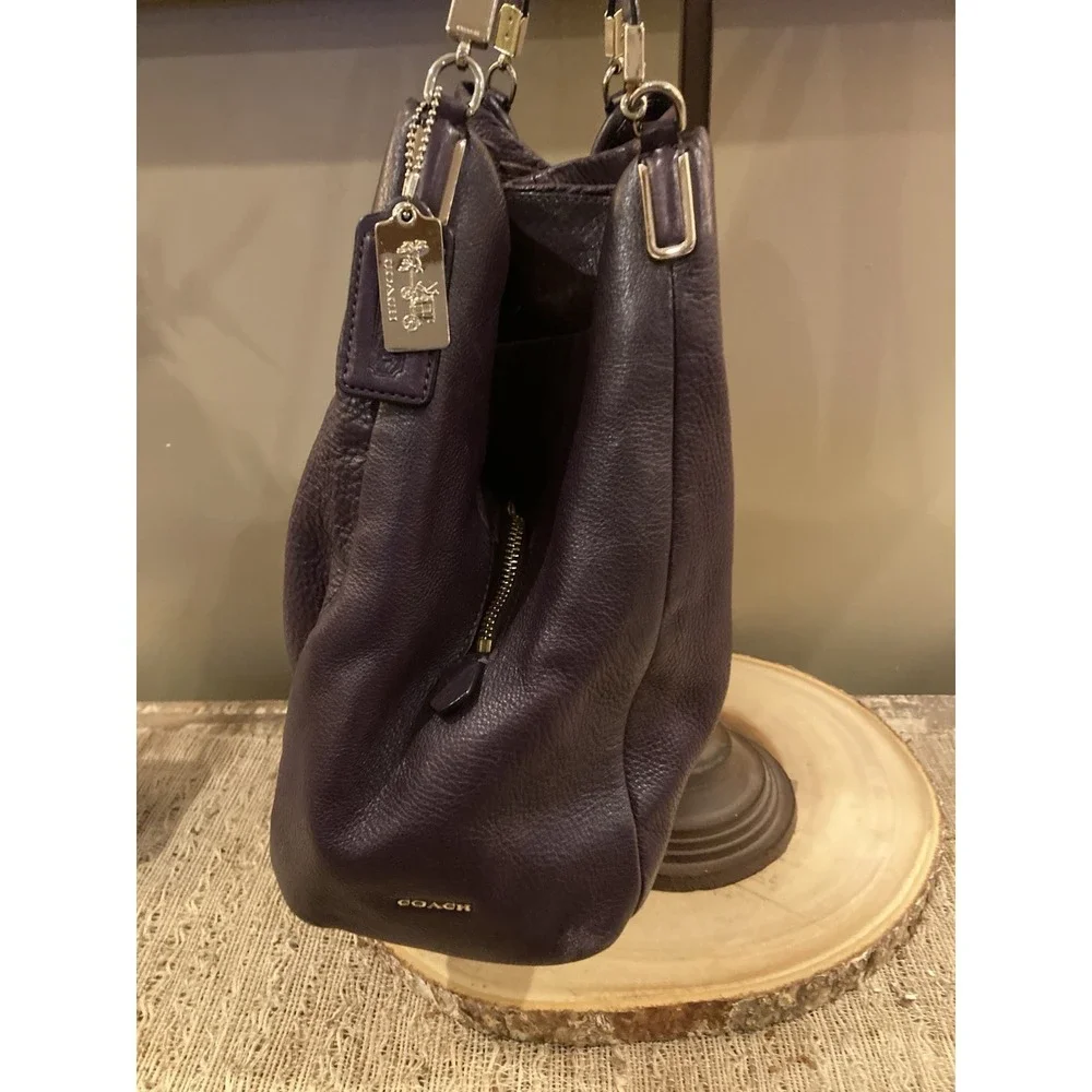 Coach Phoebe Purple Pebbled Leather Triple Compartment‎ Shoulder Bag 24621